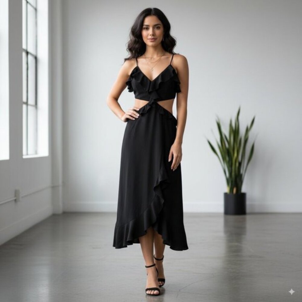 Elliatt Recognition Midi Dress In Black